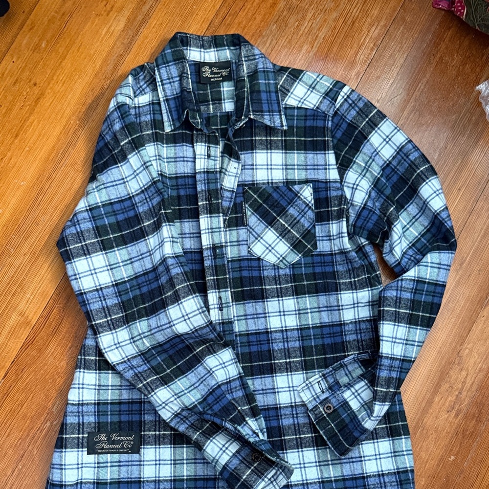 Classic Blue & White Plaid Button-Down Shirt